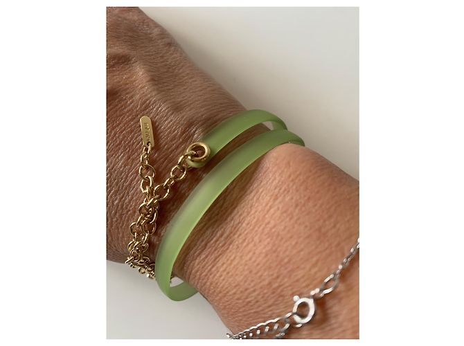 Collana Lalique in Silicone Verde Placcata Oro Argento - vista 12