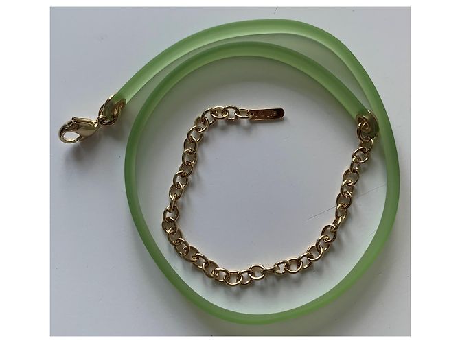 Collana Lalique in Silicone Verde Placcata Oro Argento - vista 13