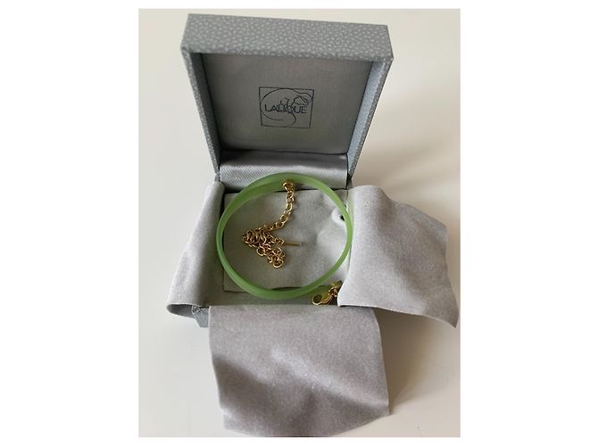 Collana Lalique in Silicone Verde Placcata Oro Argento - vista 2