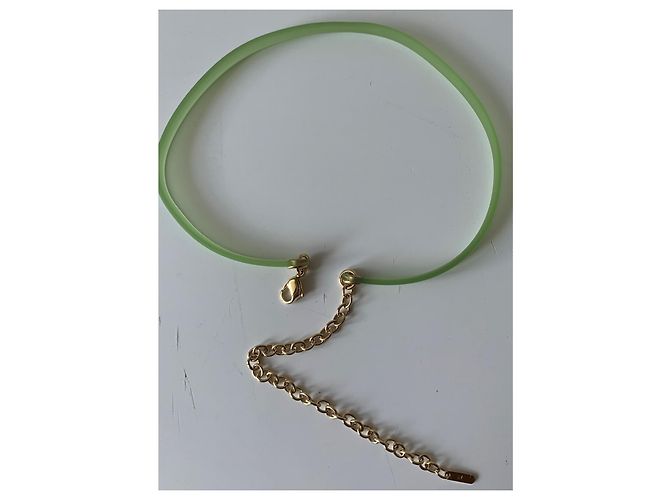 Collana Lalique in Silicone Verde Placcata Oro Argento - vista 3