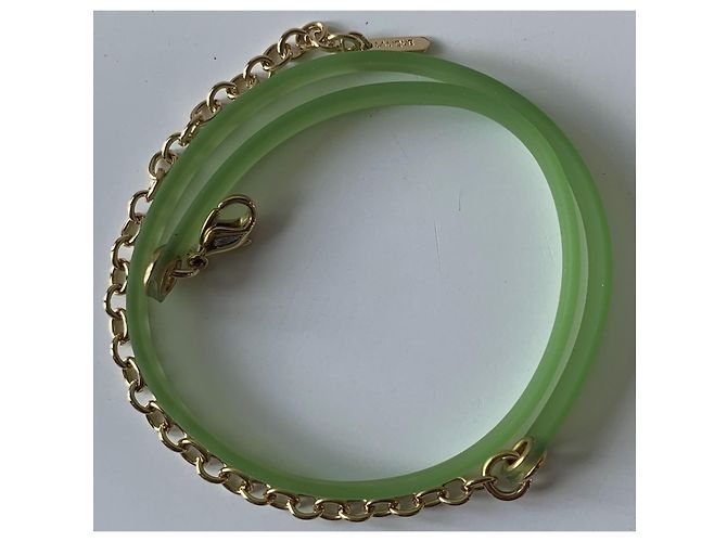 Collana Lalique in Silicone Verde Placcata Oro Argento - vista 6