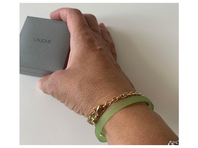 Collana Lalique in Silicone Verde Placcata Oro Argento - vista 7