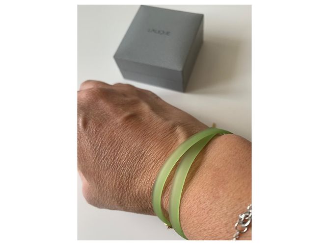 Collana Lalique in Silicone Verde Placcata Oro Argento - vista 8