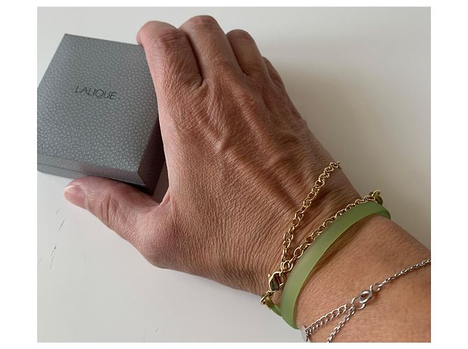 Collana Lalique in Silicone Verde Placcata Oro Argento - vista 9