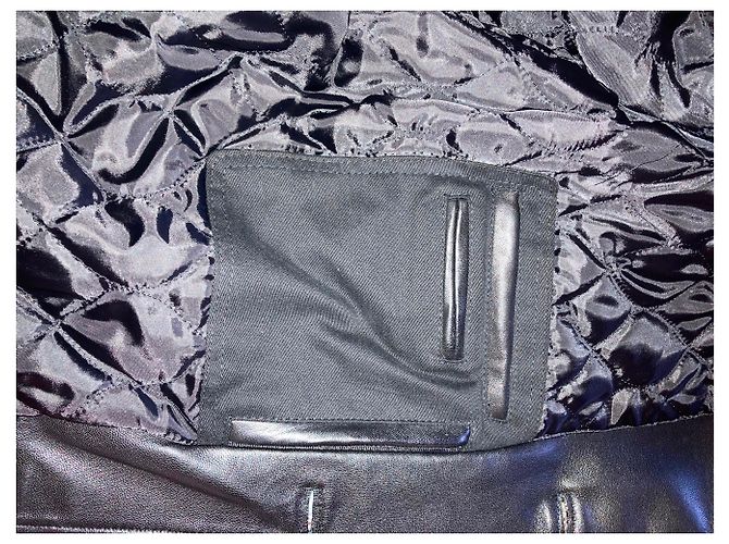 Autre Marque Schwarzer Lammleder Mantel XL - Ansicht 11