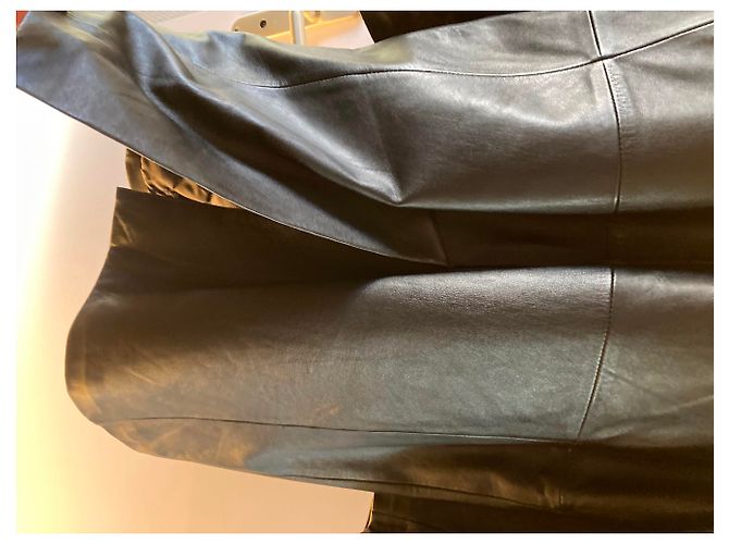Autre Marque Schwarzer Lammleder Mantel XL - Ansicht 12