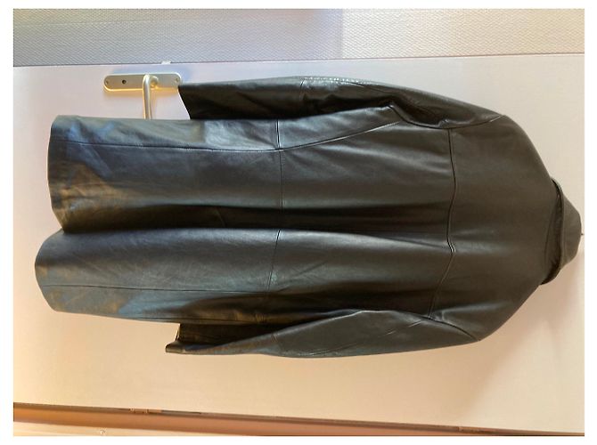 Autre Marque Schwarzer Lammleder Mantel XL - Ansicht 13
