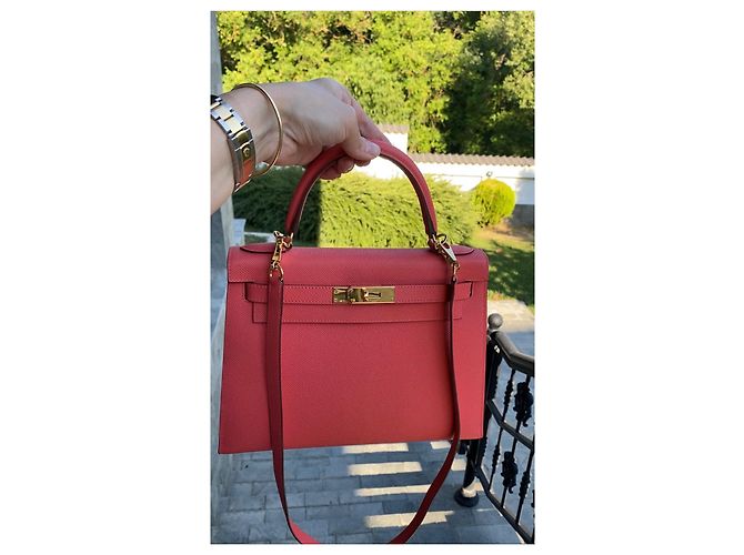 Hermès Kelly 28 Epsom Pelle Rosa Gold Hardware - vista 16