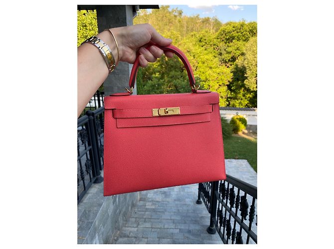 Hermès Kelly 28 Epsom Pelle Rosa Gold Hardware - vista 18