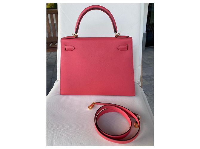 Hermès Kelly 28 Epsom Pelle Rosa Gold Hardware - vista 3