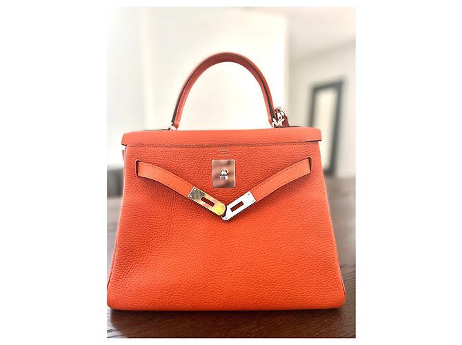 Borsa Hermès Kelly 28 Arancione in Pelle - vista 2