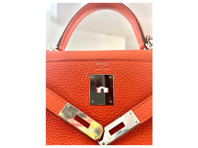 Borsa Hermès Kelly 28 Arancione in Pelle - vista 3
