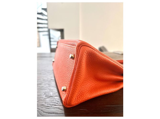 Borsa Hermès Kelly 28 Arancione in Pelle - vista 4
