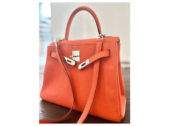 Borsa Hermès Kelly 28 Arancione in Pelle - vista 6