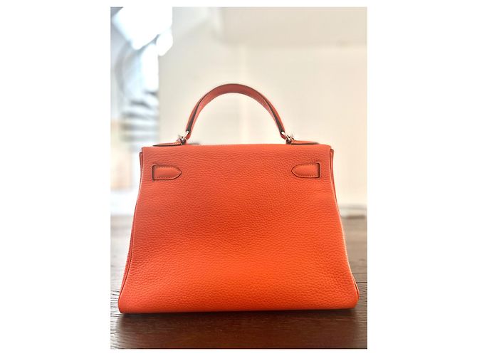 Borsa Hermès Kelly 28 Arancione in Pelle - vista 7