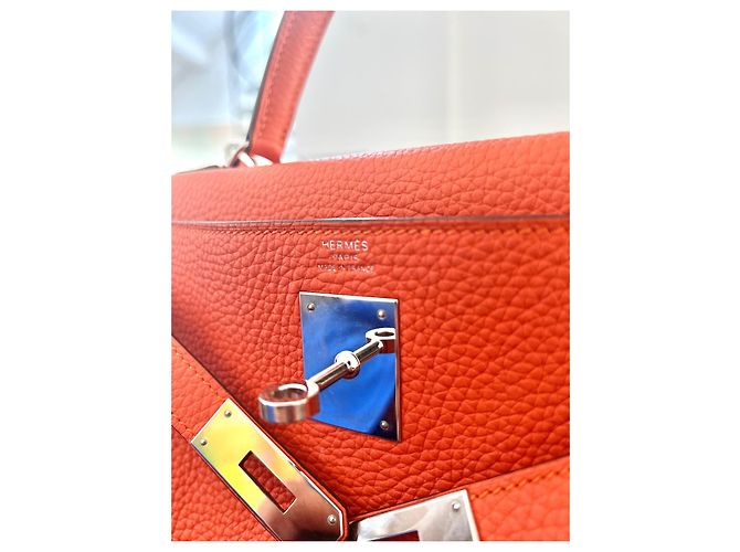 Borsa Hermès Kelly 28 Arancione in Pelle - vista 8