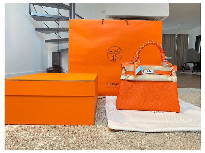 Borsa Hermès Kelly 28 Arancione in Pelle - vista 9