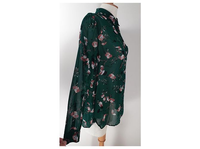 Camisa Marietta Georgette Ganni Verde de Viscosa Multicolor - vista 3