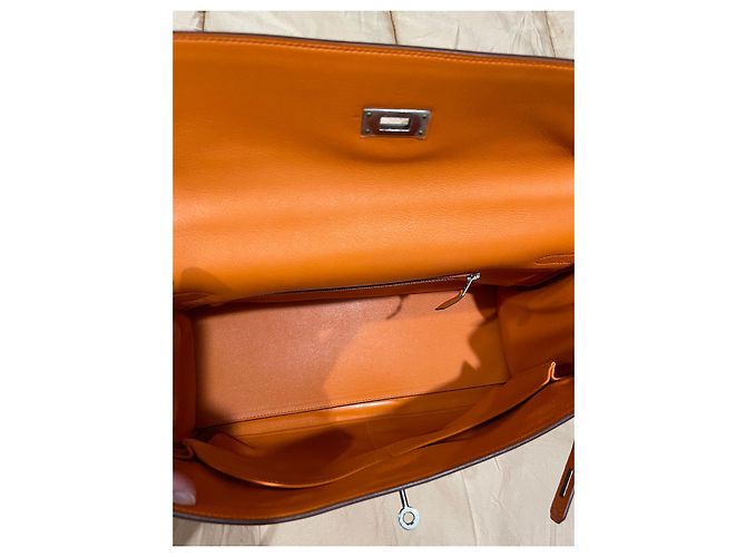 Bolsa de mão Hermès Kelly Lakhis em couro laranja - vista 12