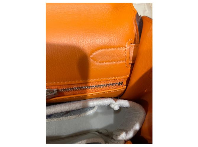 Bolsa de mão Hermès Kelly Lakhis em couro laranja - vista 13