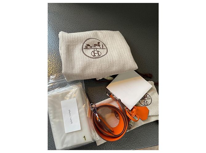 Bolsa de mão Hermès Kelly Lakhis em couro laranja - vista 15