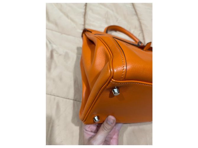 Bolsa de mão Hermès Kelly Lakhis em couro laranja - vista 9