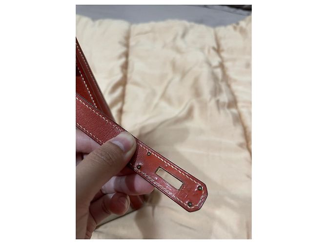 Hermès Kelly Bordeaux in pelle Box con finiture oro Marrone Castagno - view 6