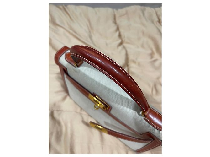 Hermès Kelly Bordeaux in pelle Box con finiture oro Marrone Castagno - view 7
