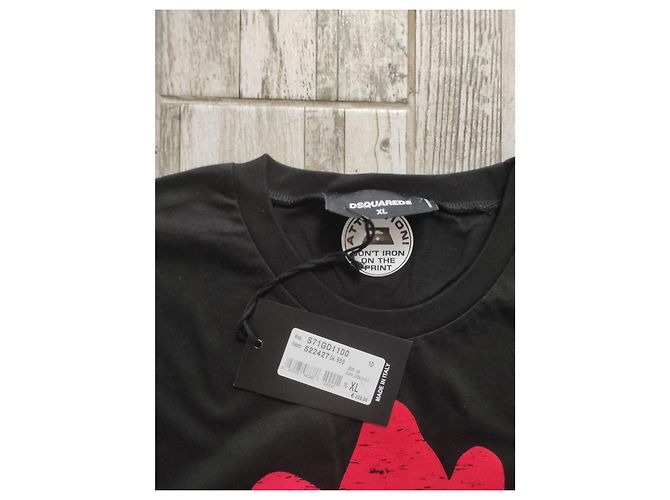 T-shirt nero in cotone Dsquared2 da uomo XL - vista 7