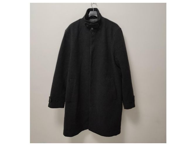 Theory Long Wool Blend Coat Dark Grey - view 2