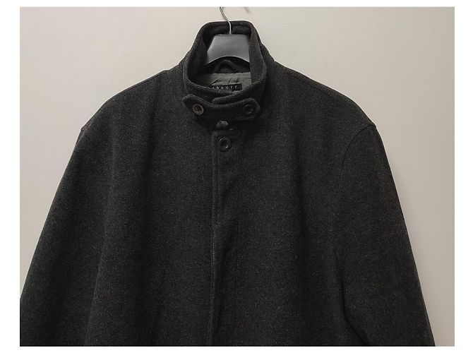 Theory Long Wool Blend Coat Dark Grey - view 4