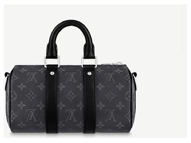 Abbesses Louis Vuitton LV Keepall 25 monogramma eclissi Nero - vista 4