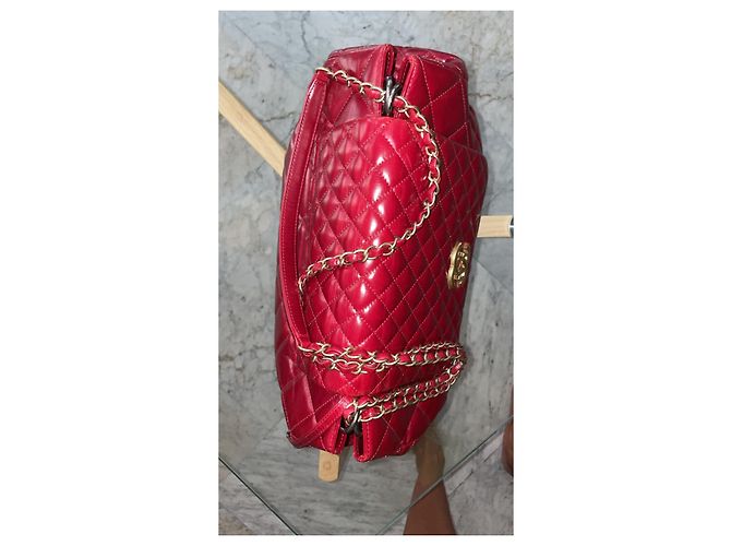 Bolsa Chanel Accordion Vermelha em Couro Acolchoado Vermelho - vista 2