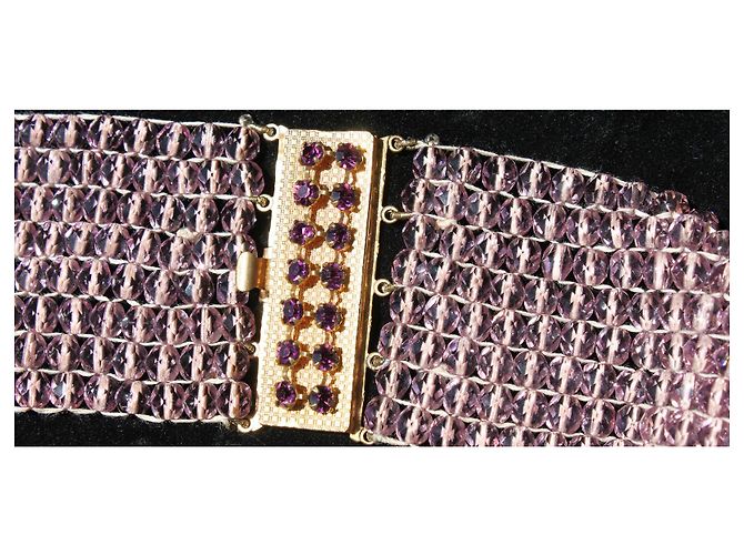 Autre Marque Girocollo anni '50 in cristalli e perle di vetro di Pellini Rosa Bianco Multicolore D'oro Crema - vista 4