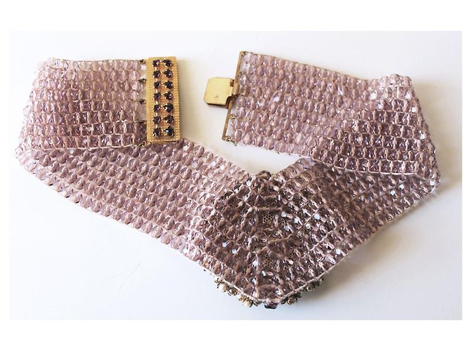 Autre Marque Girocollo anni '50 in cristalli e perle di vetro di Pellini Rosa Bianco Multicolore D'oro Crema - vista 6
