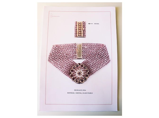 Autre Marque Girocollo anni '50 in cristalli e perle di vetro di Pellini Rosa Bianco Multicolore D'oro Crema - vista 7