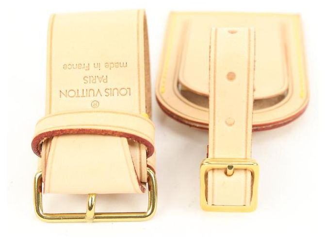 Louis Vuitton Etiquette de bagage en cuir de vachette et bijou de sac Poignet Keepall - vue 4