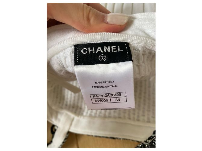 Cambon Chanel-Tweed-Top-Kleid, figurbetonter eckiger Ausschnitt Schwarz Weiß Grau - Ansicht 4