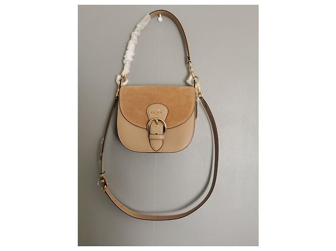 Borsa Coach in pelle martellata e scamosciata beige Marrone Taupe - vista 2