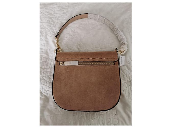 Borsa Coach in pelle martellata e scamosciata beige Marrone Taupe - vista 4
