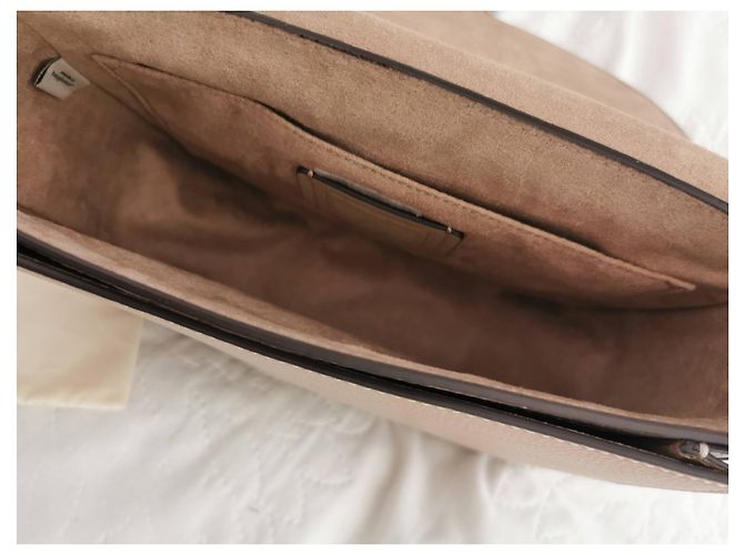 Borsa Coach in pelle martellata e scamosciata beige Marrone Taupe - vista 5