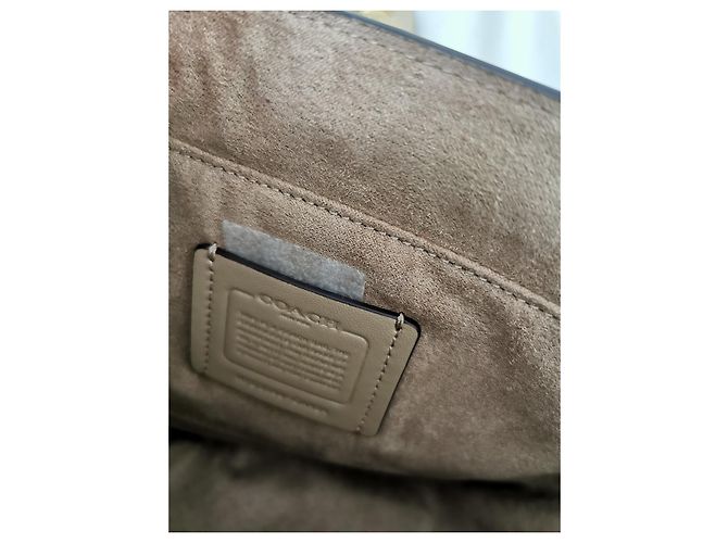Borsa Coach in pelle martellata e scamosciata beige Marrone Taupe - vista 6