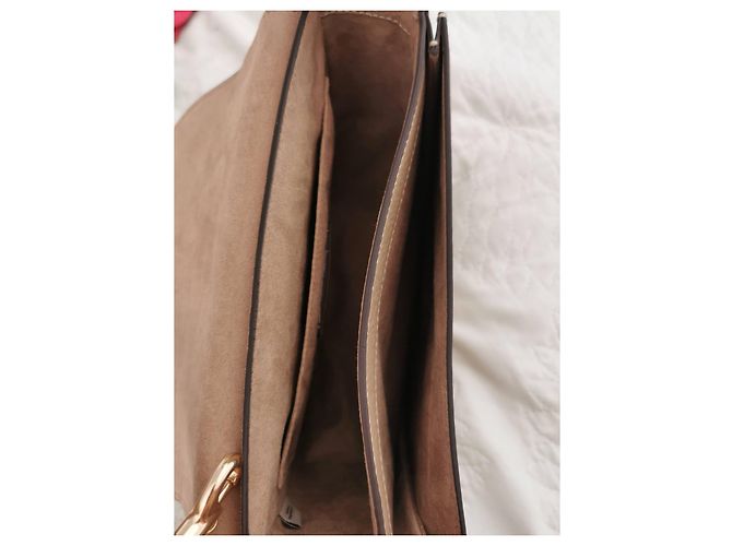 Borsa Coach in pelle martellata e scamosciata beige Marrone Taupe - vista 7
