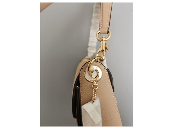 Borsa Coach in pelle martellata e scamosciata beige Marrone Taupe - vista 9