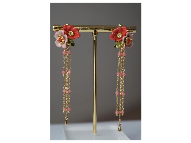 Les Nereides Set aus mehrfarbiger Blumenkette und Ohrringen - Ansicht 3