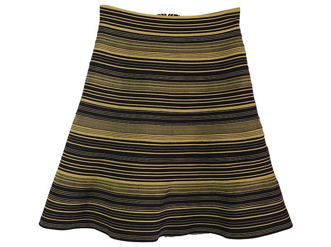 Falda acampanada con bandas Herve Leger en algodón amarillo/negro - vista 3