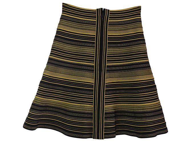 Falda acampanada con bandas Herve Leger en algodón amarillo/negro - vista 4