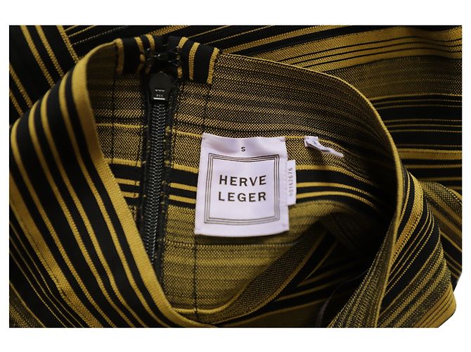 Falda acampanada con bandas Herve Leger en algodón amarillo/negro - vista 5