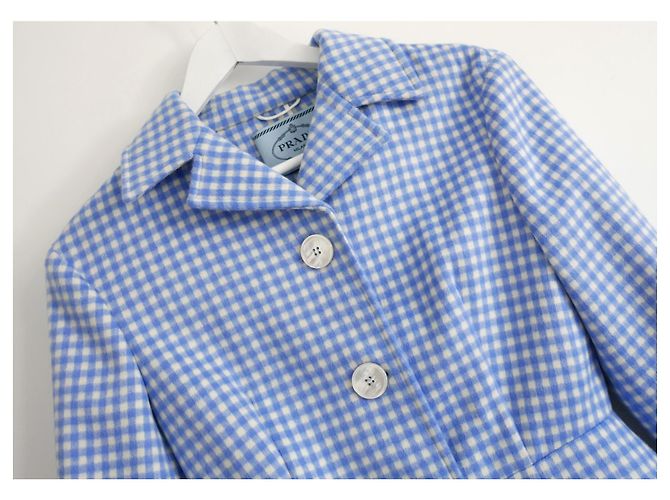 Prada AW13 Gingham Wool Peplum Hem Jacket - view 4