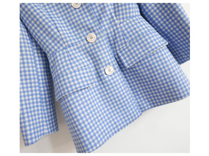 Prada AW13 Gingham Wool Peplum Hem Jacket - view 6